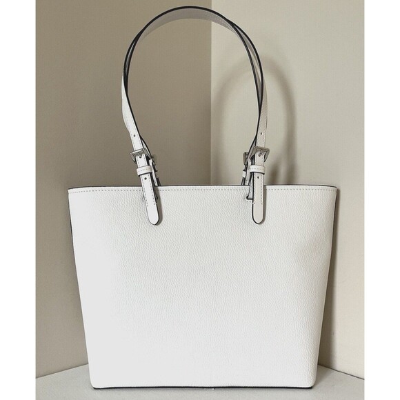 New Michael Kors Jet Set Travel Medium Double Pocket Tote Optic White - Picture 7 of 7